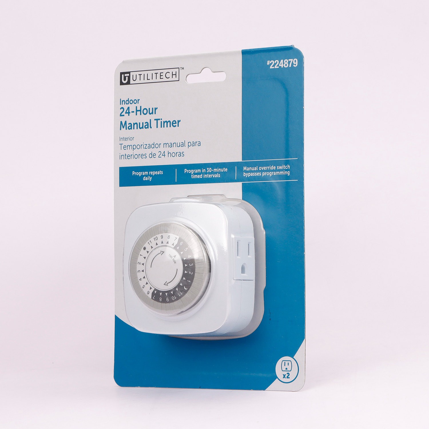 slide 2 of 5, Utilitech 15 -Amps 125-volt Indoor 2 -Outlet Countdown Analog Lighting Timer, 1 ct