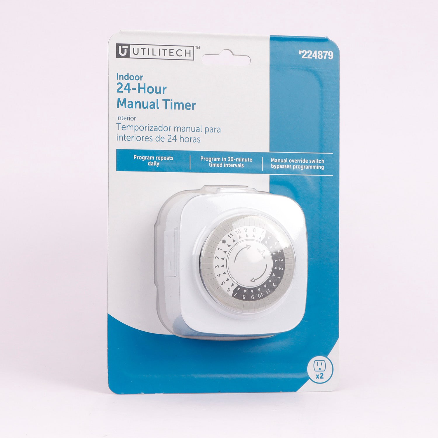 slide 4 of 5, Utilitech 15 -Amps 125-volt Indoor 2 -Outlet Countdown Analog Lighting Timer, 1 ct