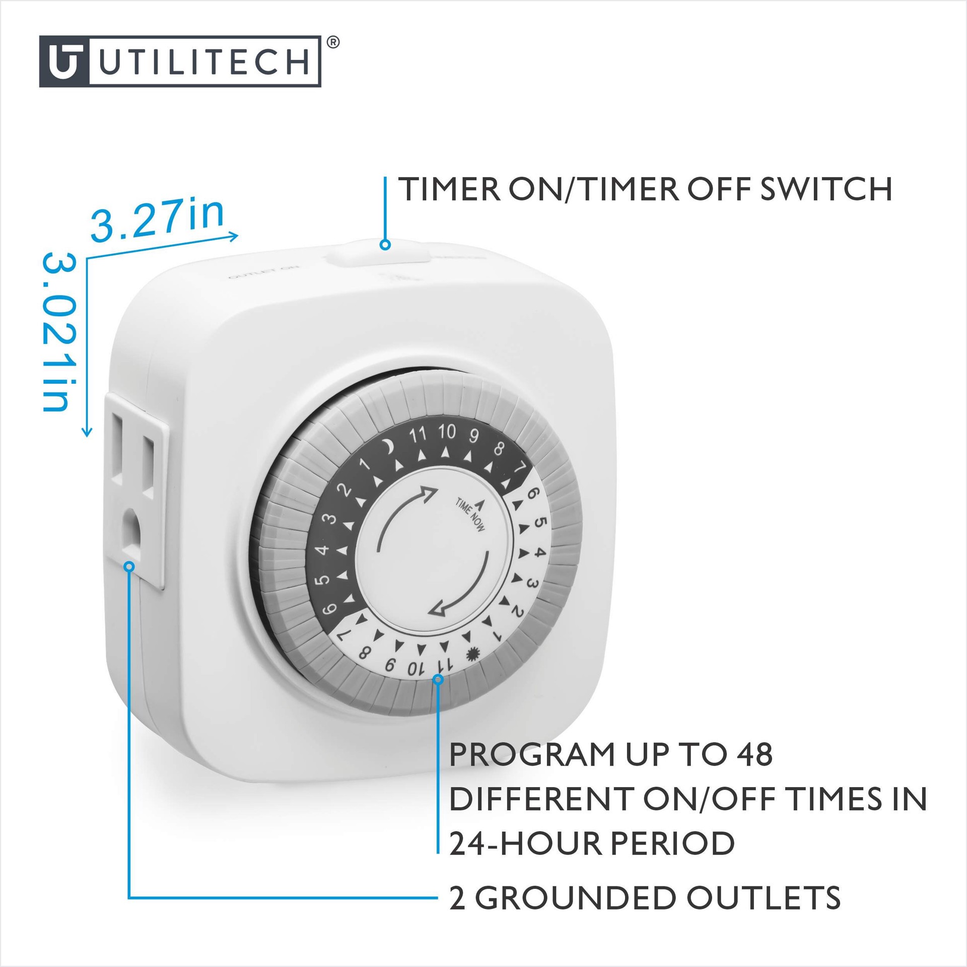 slide 5 of 5, Utilitech 15 -Amps 125-volt Indoor 2 -Outlet Countdown Analog Lighting Timer, 1 ct