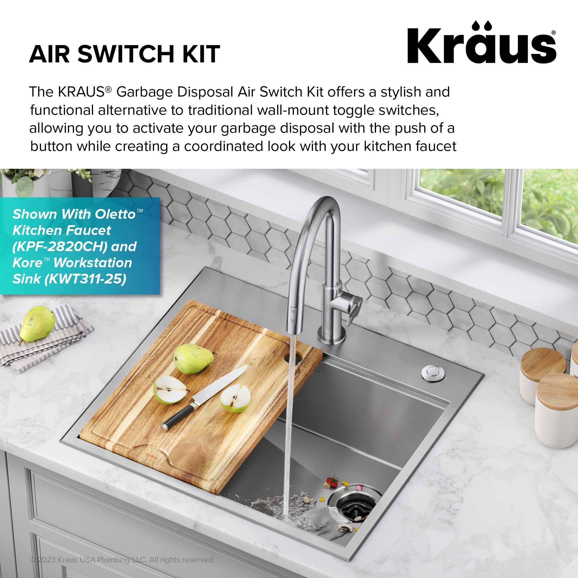 slide 6 of 6, Kraus Kore 2.78-in Chrome Brass Garbage Disposal switch, 1 ct