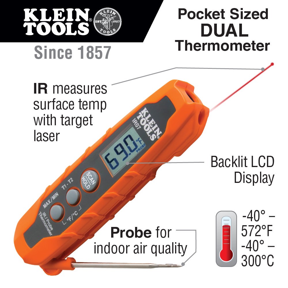 slide 2 of 6, Klein Tools Dual IR/Probe Thermometer, 1 ct