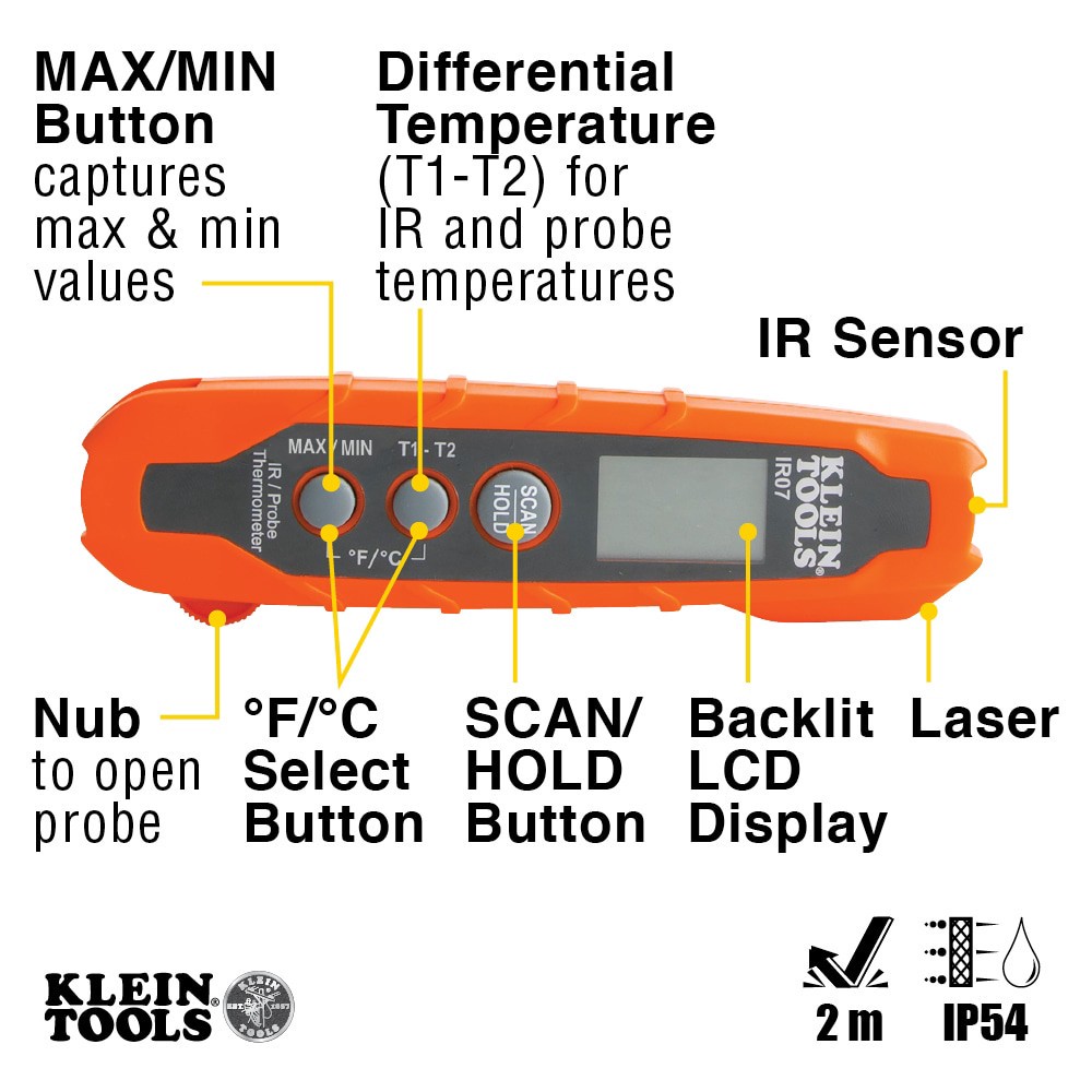 slide 3 of 6, Klein Tools Dual IR/Probe Thermometer, 1 ct