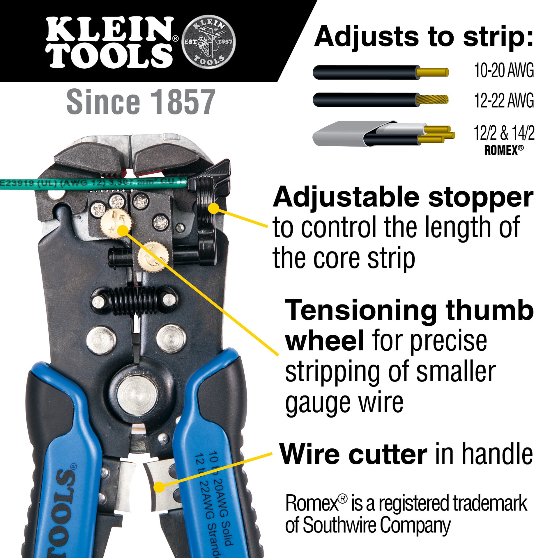 slide 2 of 6, Klein Tools Wire Stripper and Cutter, Self-Adjusting, 1 ct