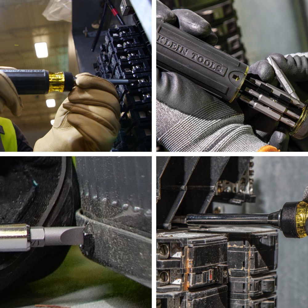 slide 4 of 6, Klein Tools 15-in-1 Multi-Bit Ratcheting Screwdriver, 1 ct