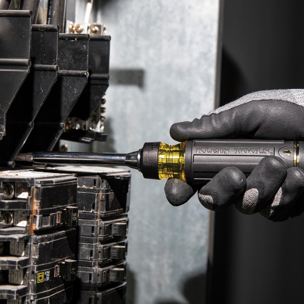 slide 6 of 6, Klein Tools 15-in-1 Multi-Bit Ratcheting Screwdriver, 1 ct