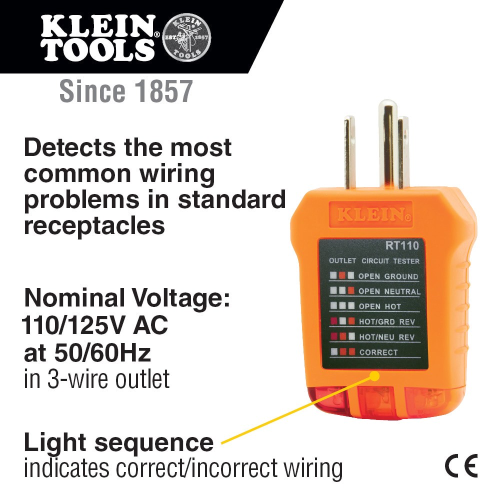 slide 2 of 6, Klein Tools Receptacle Tester, 1 ct