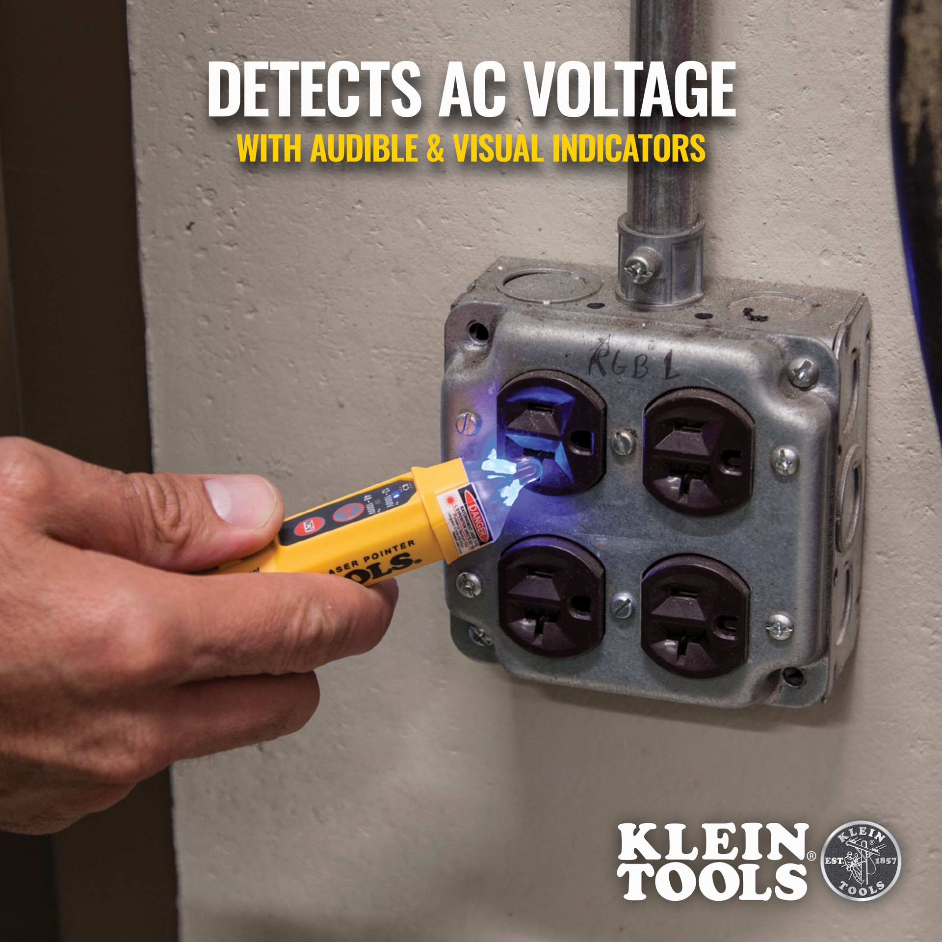 slide 4 of 6, Klein Tools Dual Range Non-Contact Voltage Tester Pen with Laser Pointer, 12 to 1000V AC, 1 ct
