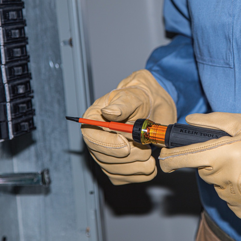 slide 4 of 6, Klein Tools Flip-Blade Insulated Screwdriver, 2-in1, Ph Bit #2, Sl Bit 1/4-Inch, 1 ct