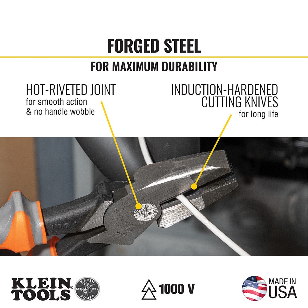 slide 4 of 6, Klein Tools Insulated Pliers, Side Cutters, 9-Inch, 1 ct