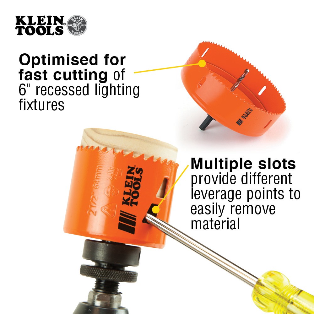 slide 3 of 6, Klein Tools Bi-Metal Hole Saw, 6-3/8-Inch, 1 ct