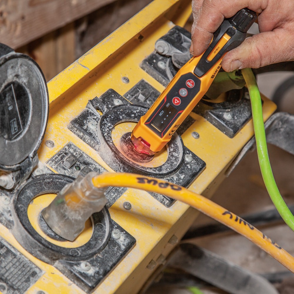 slide 6 of 6, Klein Tools Non-Contact Voltage Tester Pen with Laser Distance Meter, 12 to 1000V AC, 1 ct