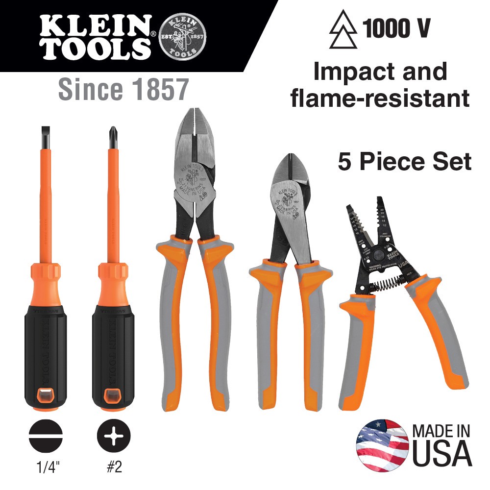 slide 2 of 6, Klein Tools 1000V Insulated Tool Set, 5-Piece, 1 ct