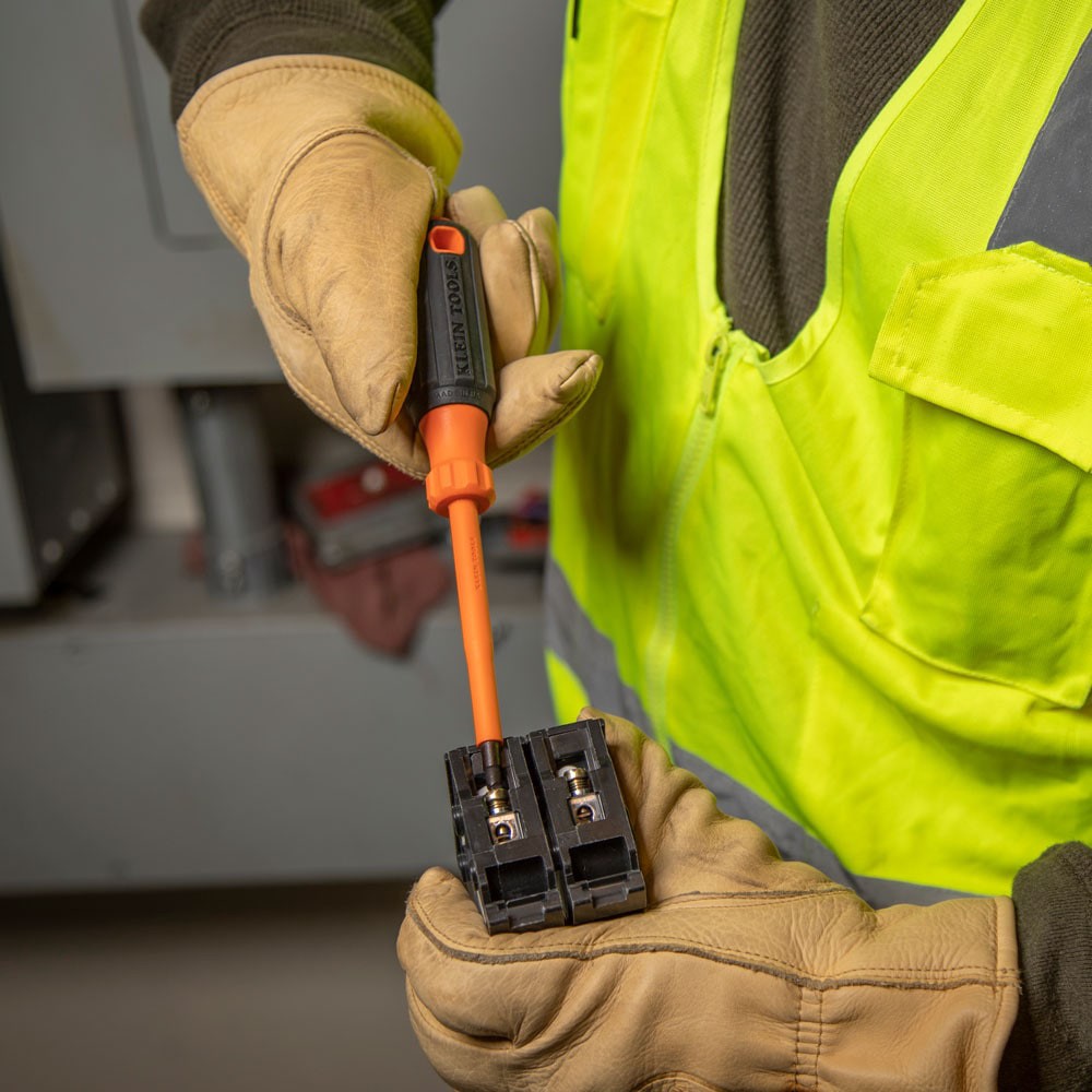 slide 3 of 6, Klein Tools Insulated Screwdriver, #2 Square, 4-Inch Round Shank, 1 ct