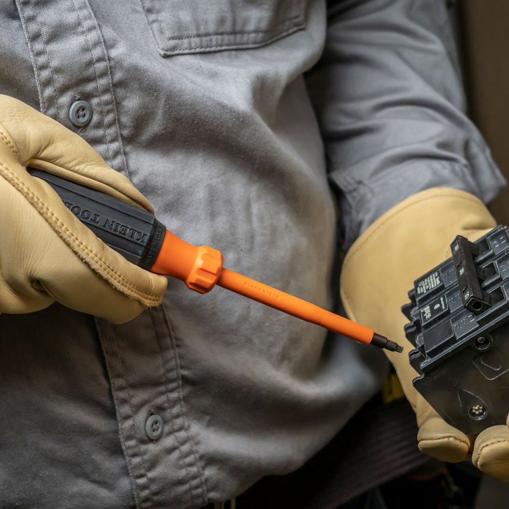 slide 5 of 6, Klein Tools Insulated Screwdriver, #2 Square, 4-Inch Round Shank, 1 ct