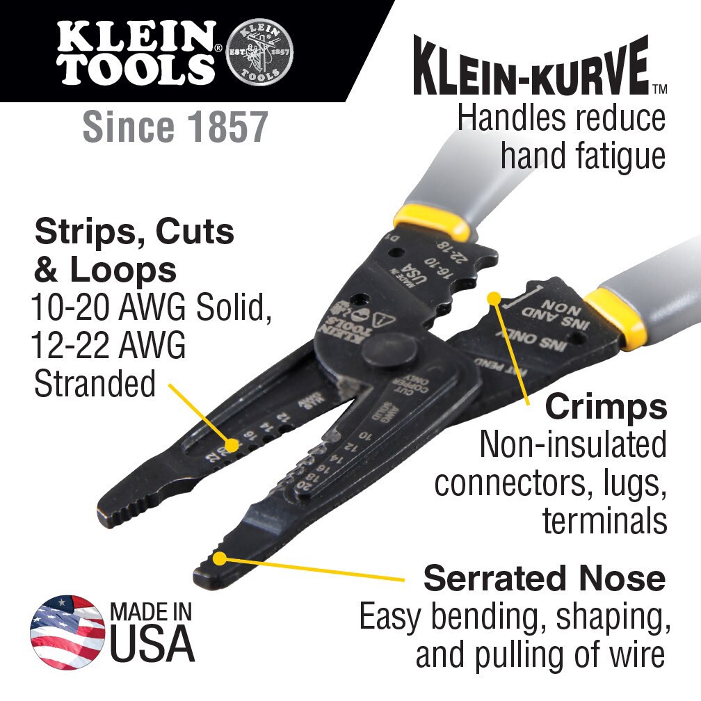 slide 2 of 6, Klein Tools Klein-Kurve Long-Nose Wire Stripper, Wire Cutter, Crimping Tool, 1 ct