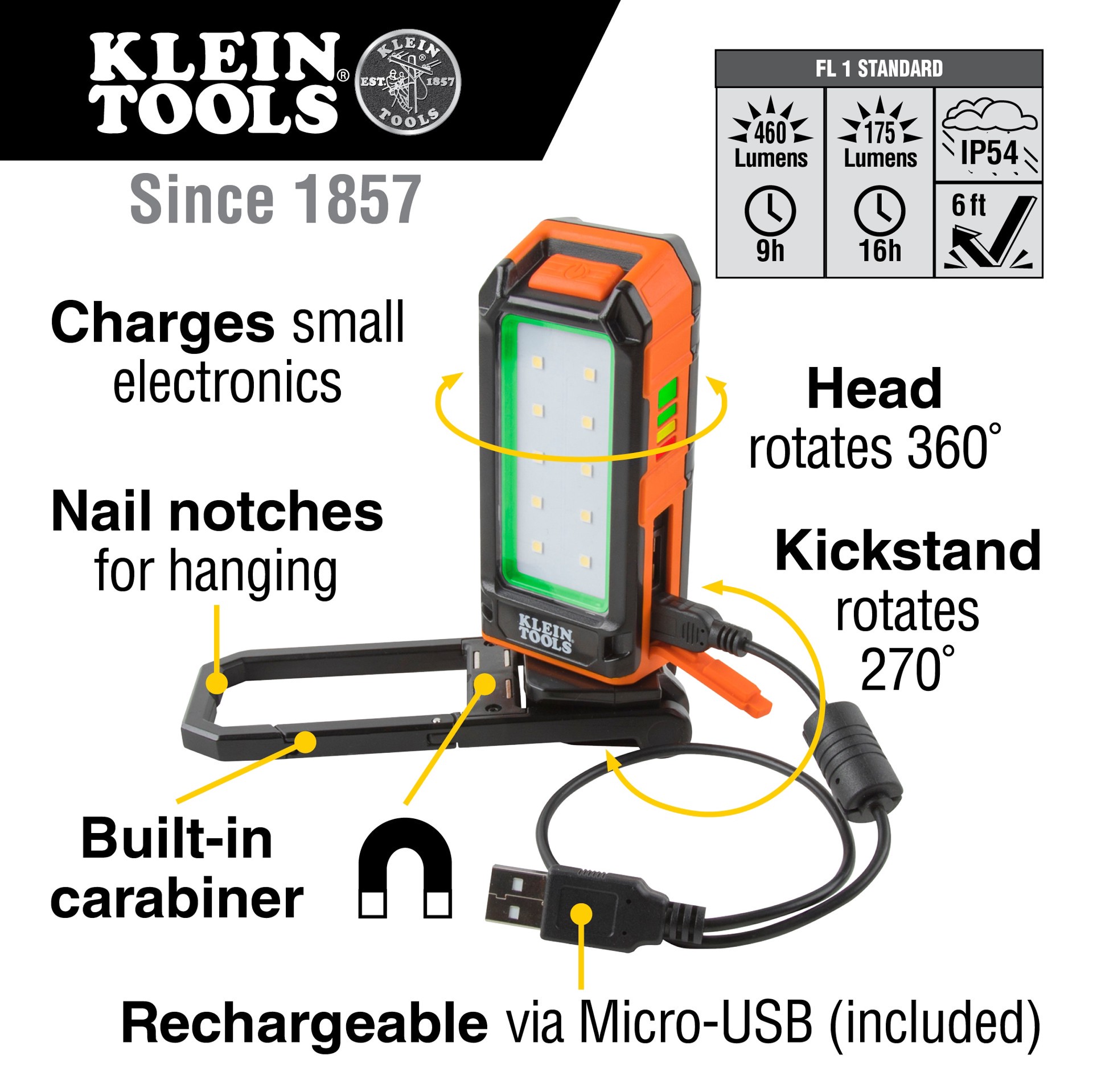 slide 2 of 6, Klein Tools Rechargeable Personal Work Light, 1 ct