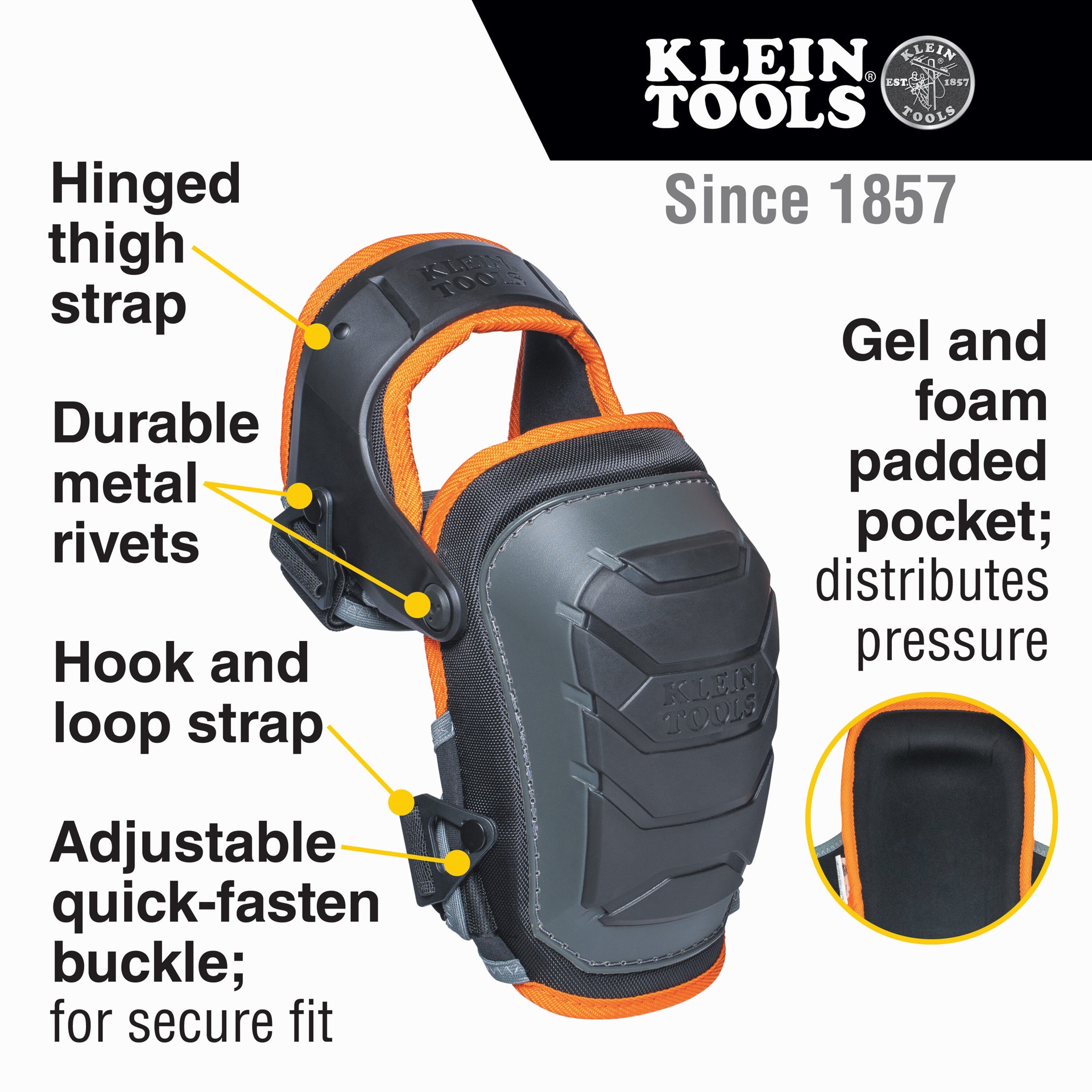 slide 2 of 6, Klein Tools Heavy Duty Hinged Knee Pads, 1 ct