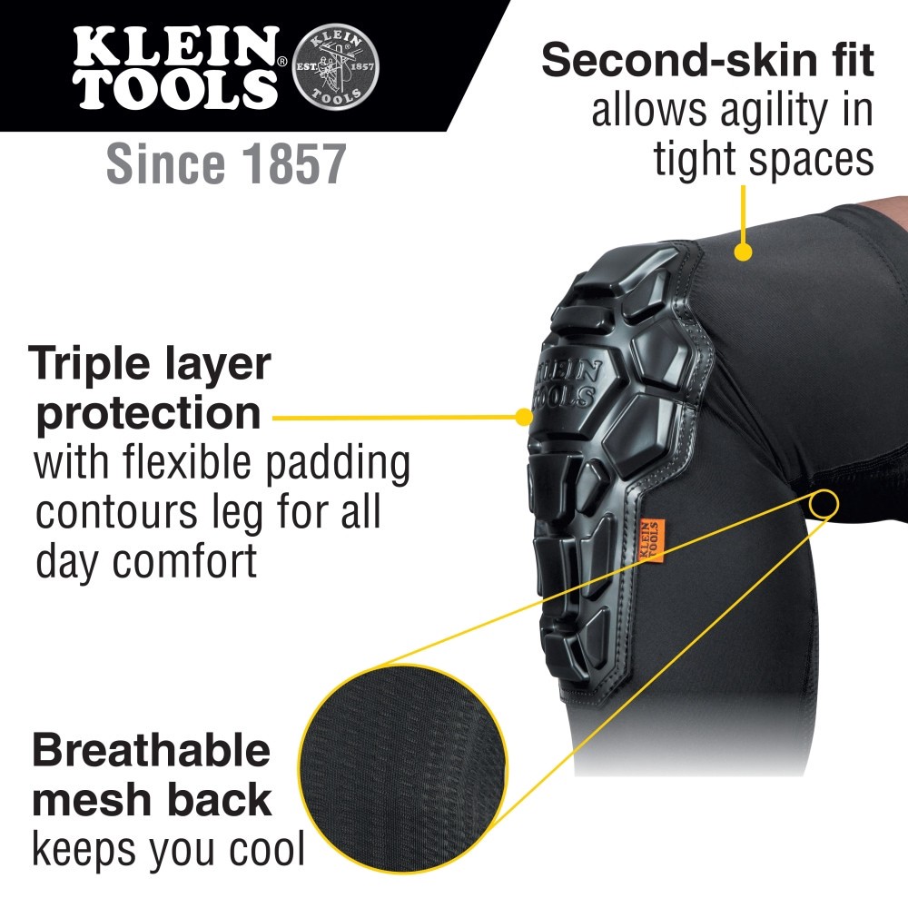 slide 2 of 6, Klein Tools Heavy Duty Knee Pad Sleeves, M/L, 1 ct