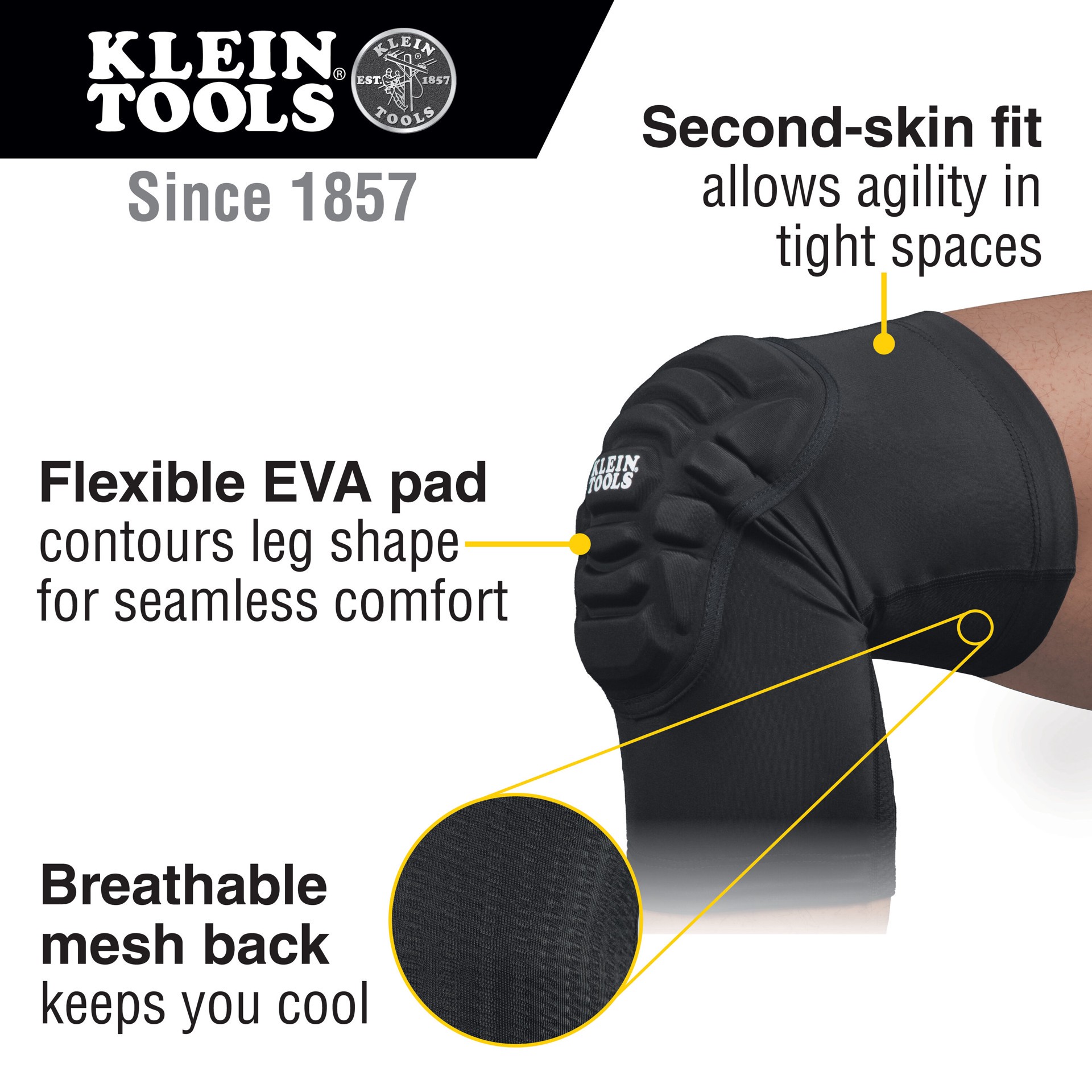 slide 2 of 6, Klein Tools Lightweight Knee Pad Sleeves, M/L, 1 ct