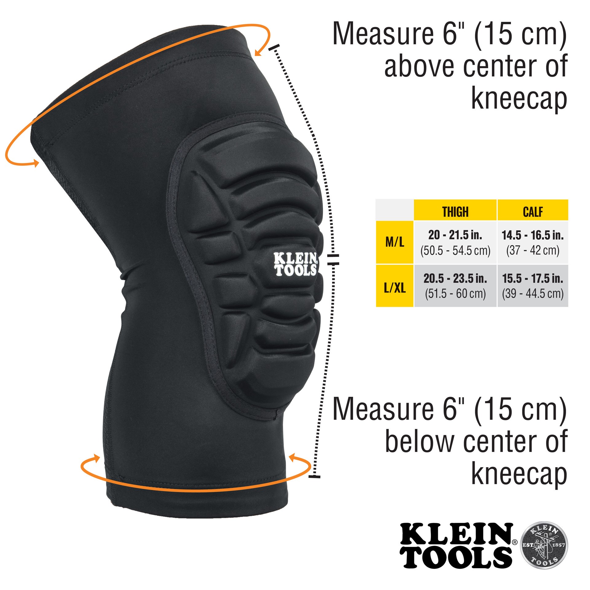 slide 3 of 6, Klein Tools Lightweight Knee Pad Sleeves, M/L, 1 ct