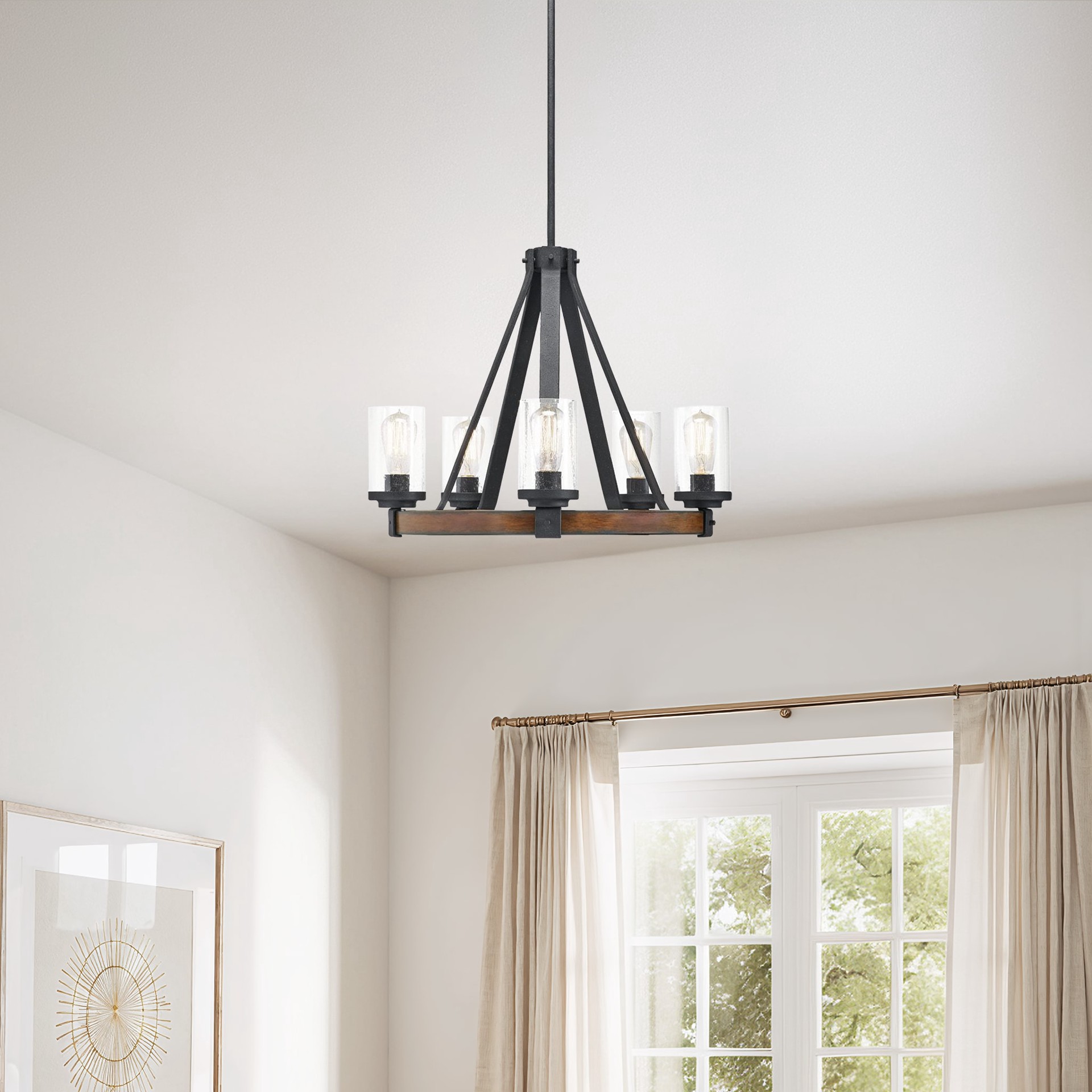 slide 2 of 6, Kichler Barrington 5 -Light Distressed Black Farmhouse For Use in Bedrooms, Dining Rooms, Foyers, Kitchens, Living Rooms Chandelier, 1 ct
