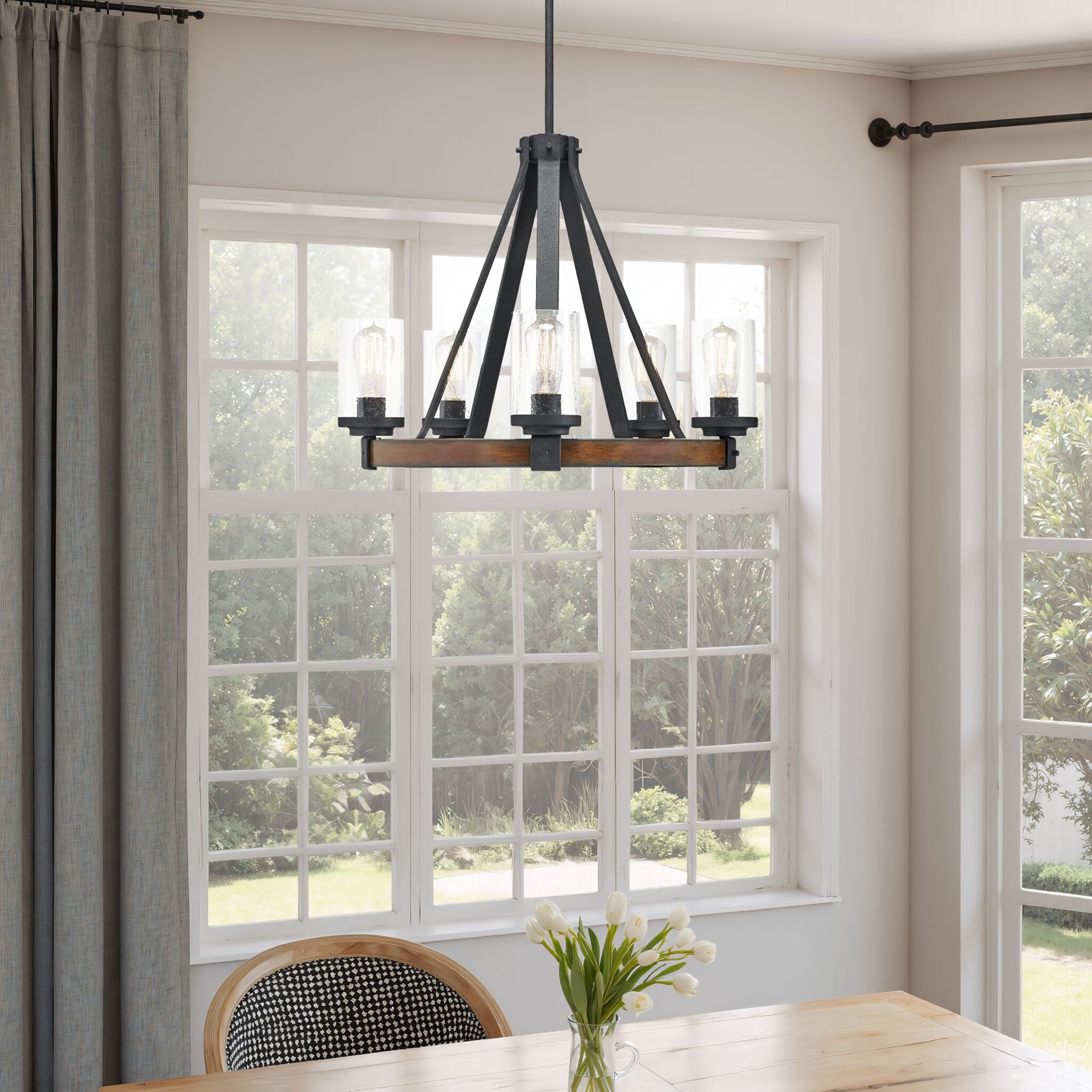 slide 3 of 6, Kichler Barrington 5 -Light Distressed Black Farmhouse For Use in Bedrooms, Dining Rooms, Foyers, Kitchens, Living Rooms Chandelier, 1 ct
