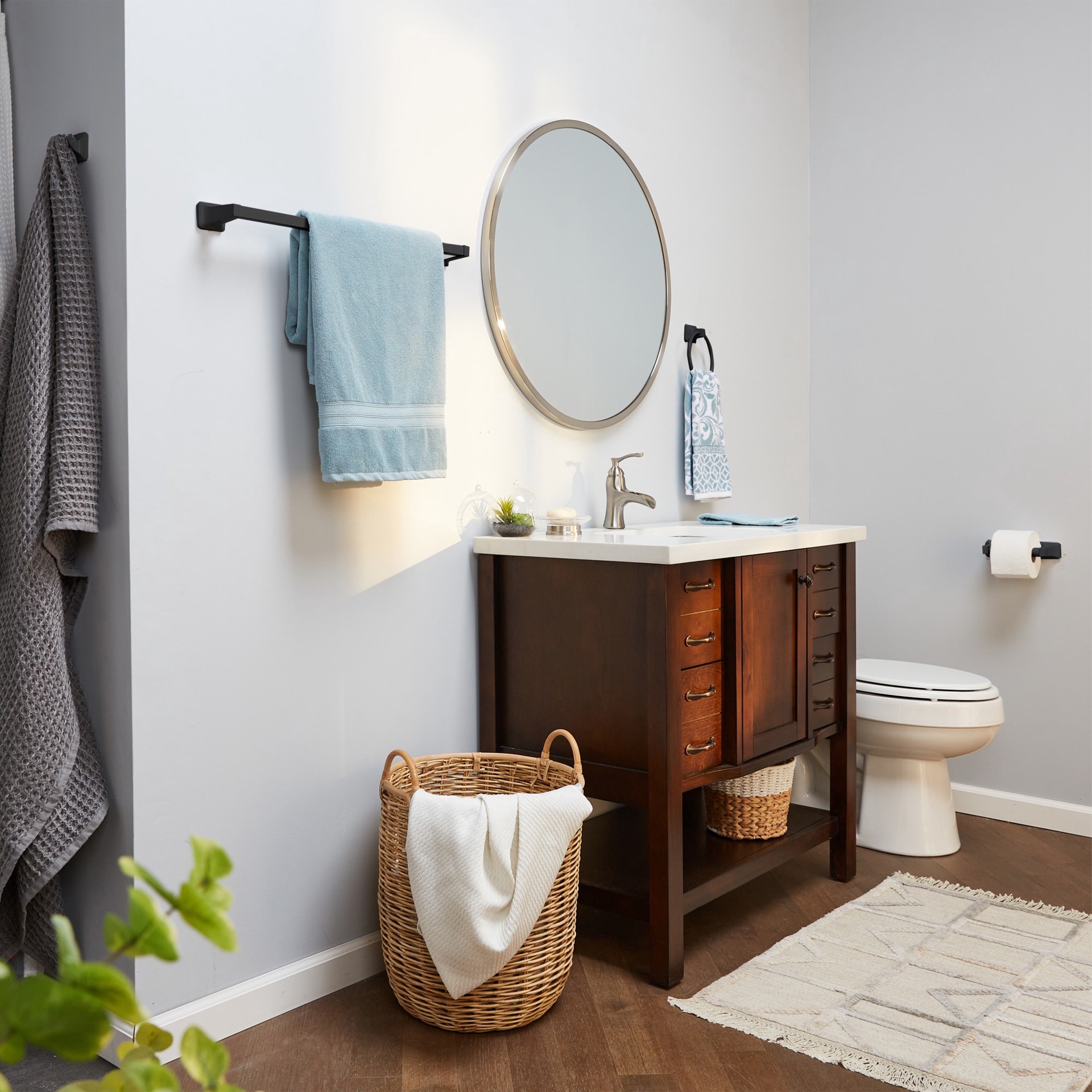 slide 5 of 6, Project Source Seton Matte Black Wall mount Single Towel Ring, 1 ct