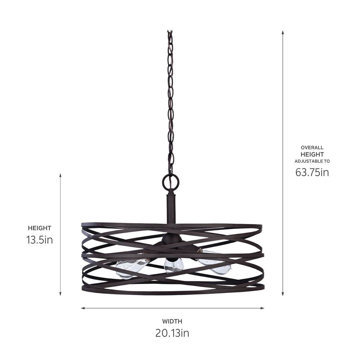 slide 6 of 6, allen + roth Winship 3 -Light Bronze Modern/contemporary Drum Medium Hanging Pendant light, 1 ct