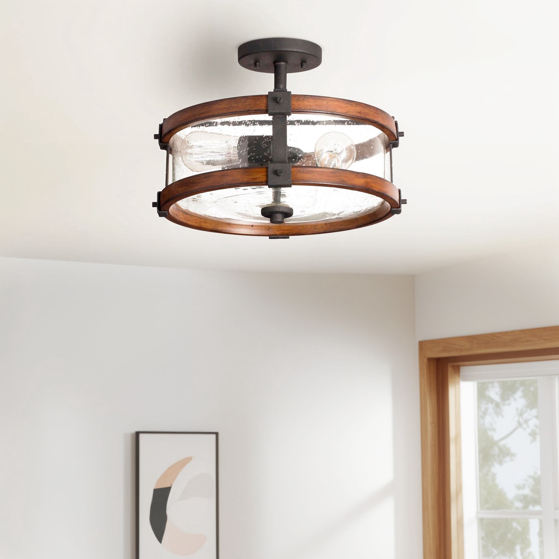 slide 2 of 6, Kichler Barrington 3 -Light 14.75-in Distressed Black Semi Flush Mount Light, 1 ct