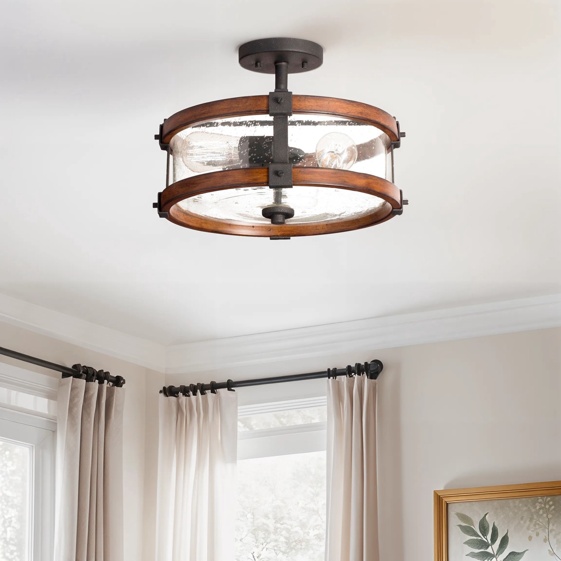 slide 3 of 6, Kichler Barrington 3 -Light 14.75-in Distressed Black Semi Flush Mount Light, 1 ct