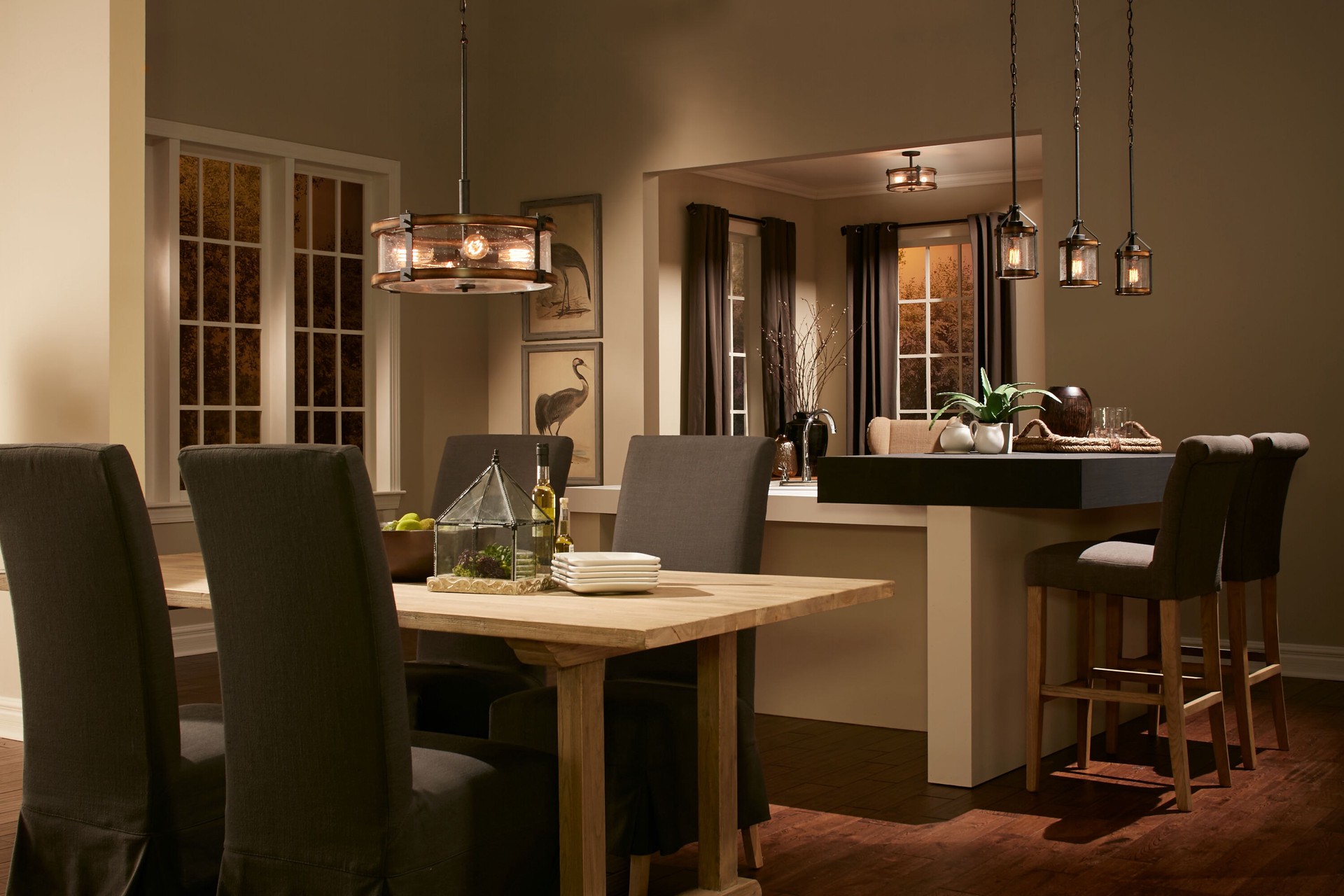 slide 5 of 6, Kichler Barrington 3 -Light 14.75-in Distressed Black Semi Flush Mount Light, 1 ct