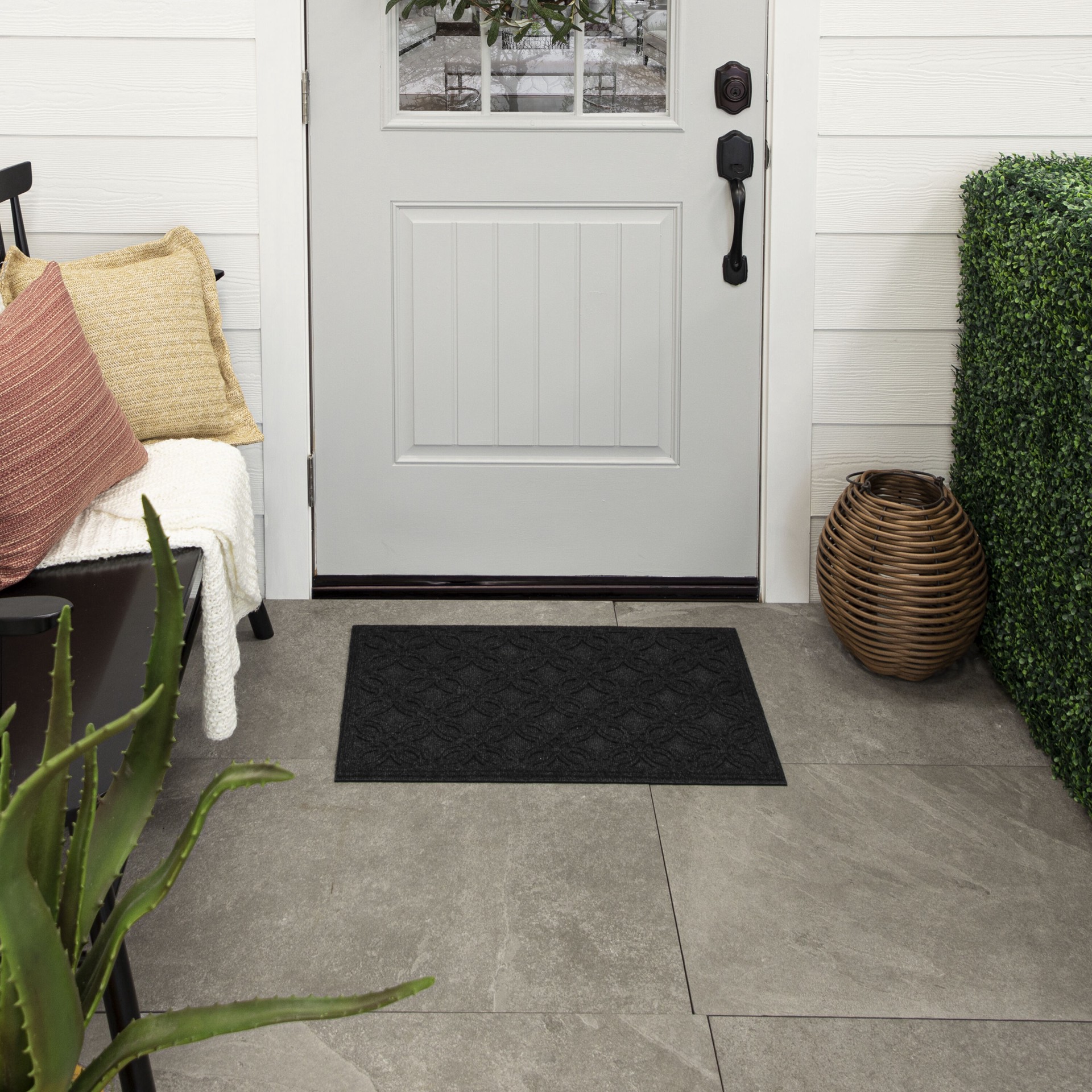 slide 1 of 6, allen + roth 18-in x 30-in Gray Non-Slip Grip Indoor or outdoor Door Mat, 1 ct
