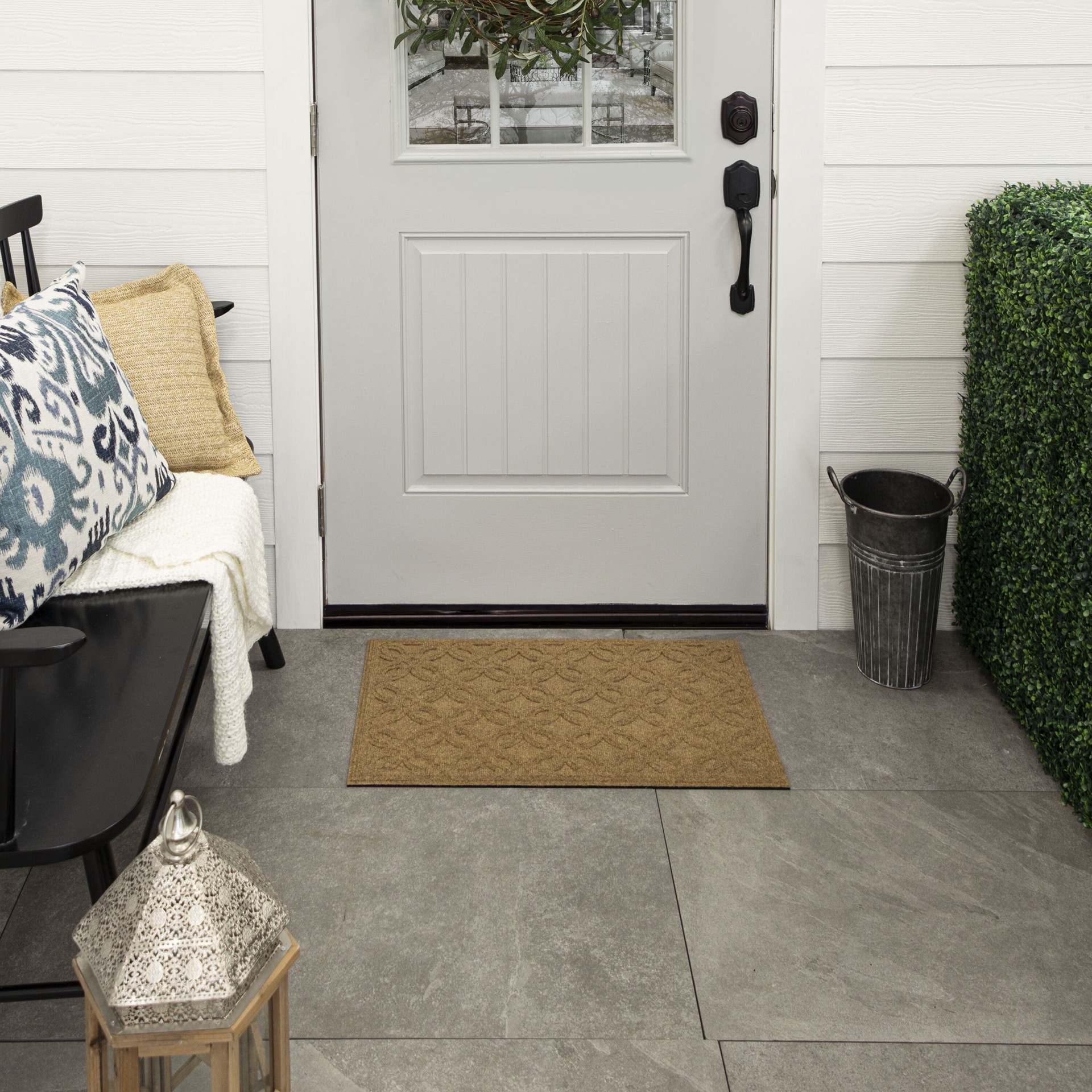 slide 1 of 6, allen + roth 18-in x 30-in Brown/Tan Non-Slip Grip Indoor or outdoor Door Mat, 1 ct