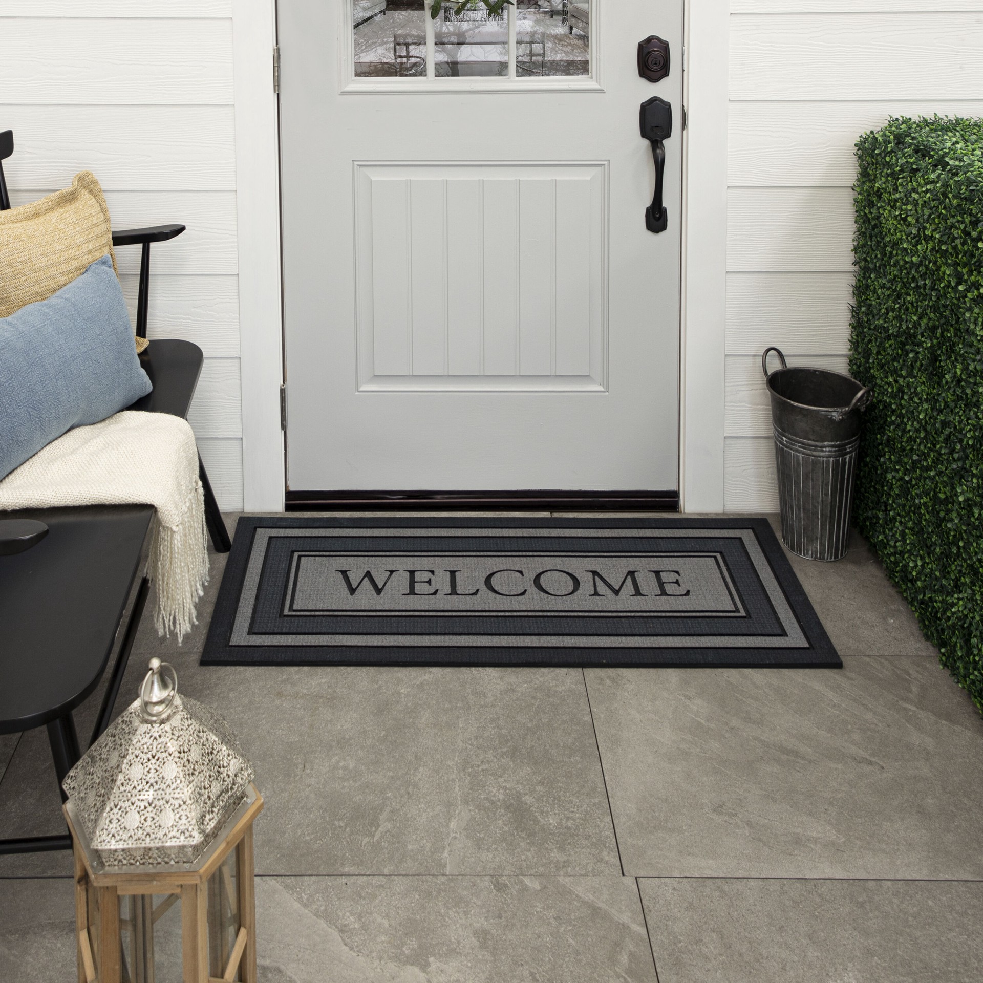 slide 4 of 6, allen + roth 19.5-in x 47-in Gray Non-Slip Grip Outdoor Door Mat, 1 ct