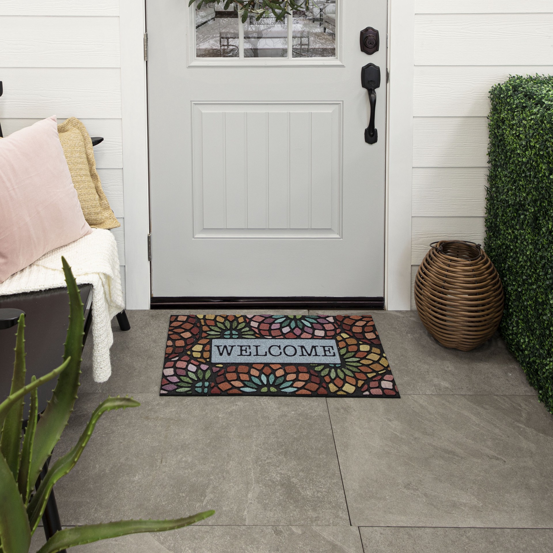 slide 4 of 6, allen + roth 18-in x 30-in Multi Non-Slip Grip Outdoor Spring Door Mat, 1 ct
