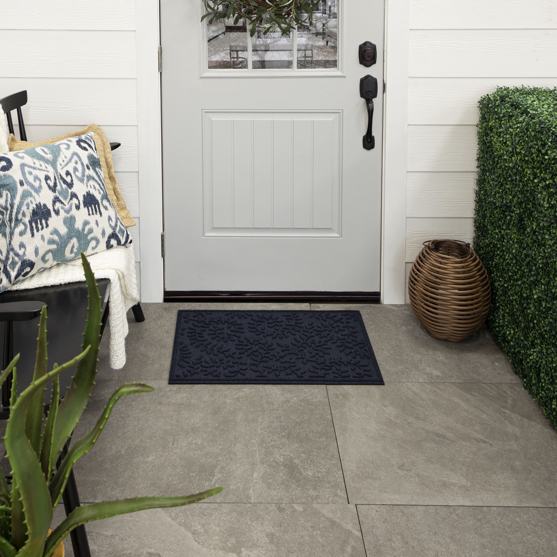 slide 1 of 6, allen + roth 18-in x 30-in Blue Non-Slip Grip Indoor or outdoor Door Mat, 1 ct