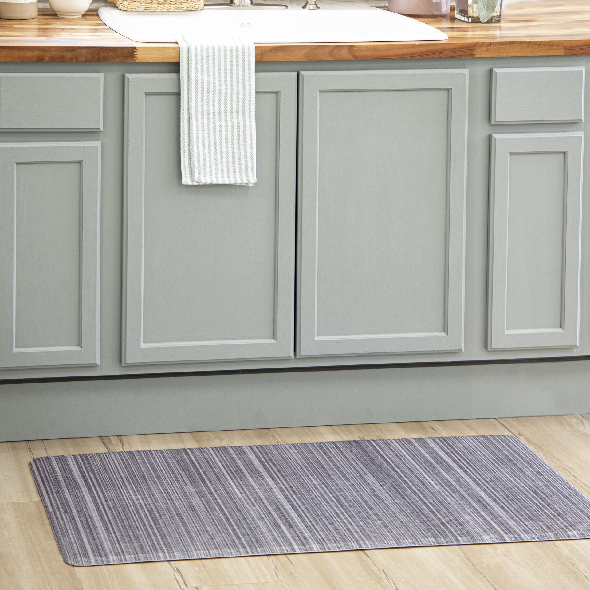 slide 1 of 6, Style Selections 20-in x 48-in Gray PVC Non-Slip Grip Indoor or outdoor Decorative Anti-fatigue Mat, 1 ct