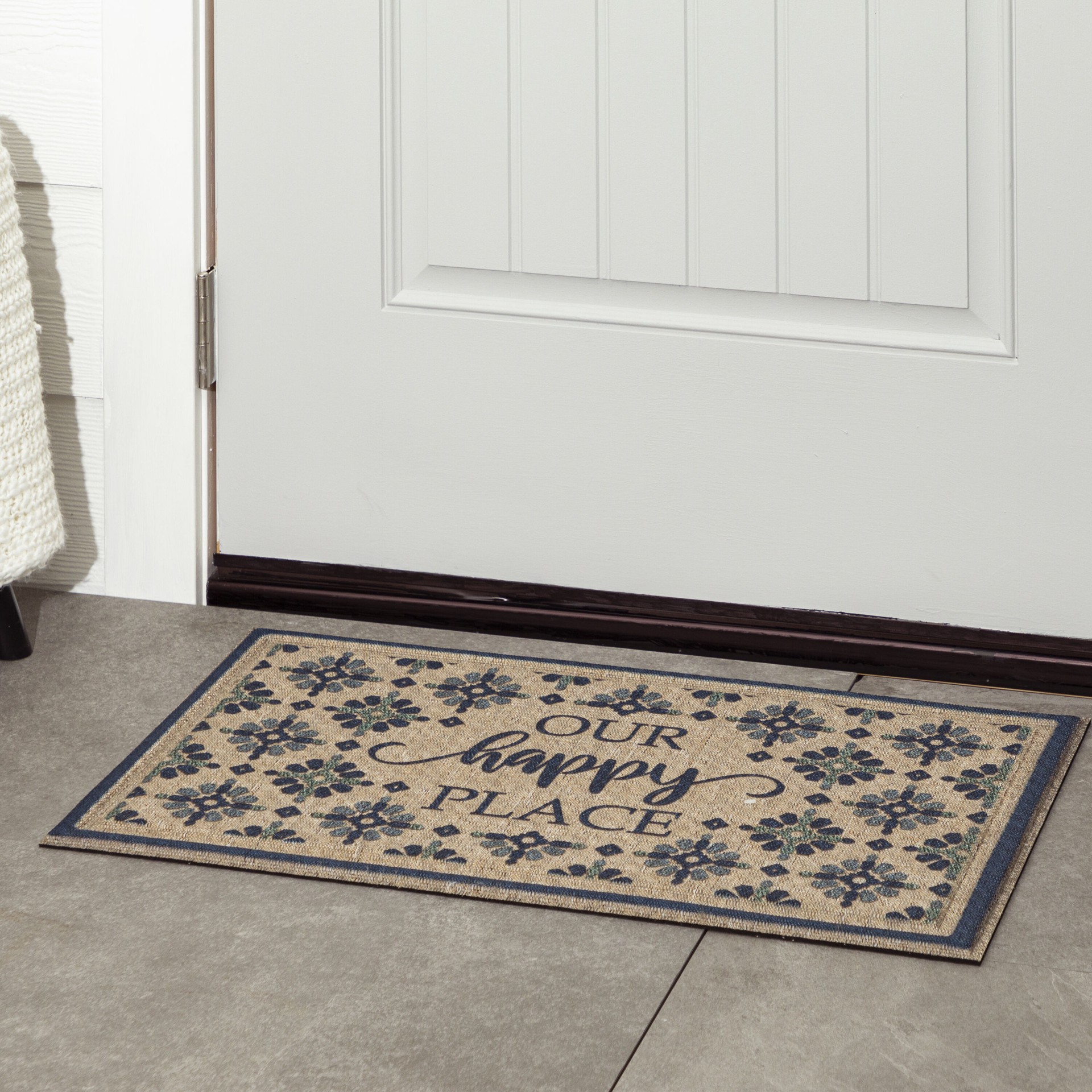 slide 6 of 6, Style Selections 18-in x 30-in Multi Polyester Non-Slip Grip Indoor or outdoor Decorative Door Mat, 1 ct