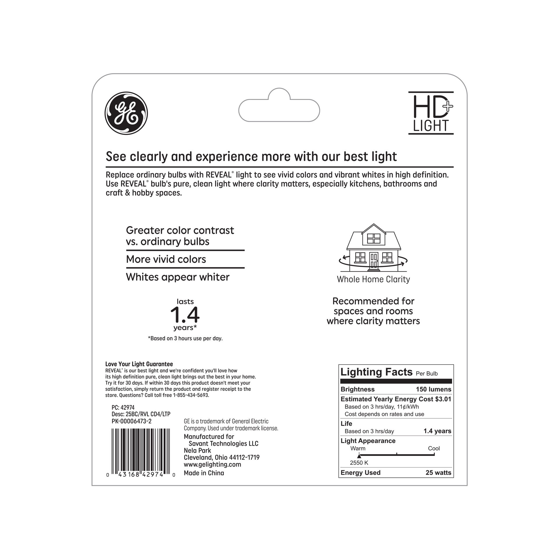 slide 4 of 4, GE 25 -Watt EQ B10 Soft white Candelabra base (E-12) Dimmable Incandescent Decorative Light Bulb 4 -Pack, 1 ct