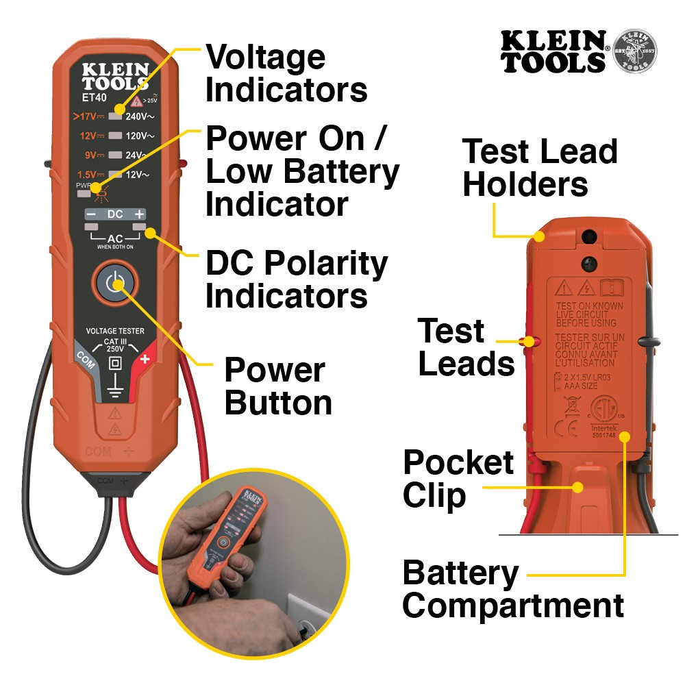 slide 6 of 6, Klein Tools Premium Clamp Meter Electrical Test Kit, 1 ct