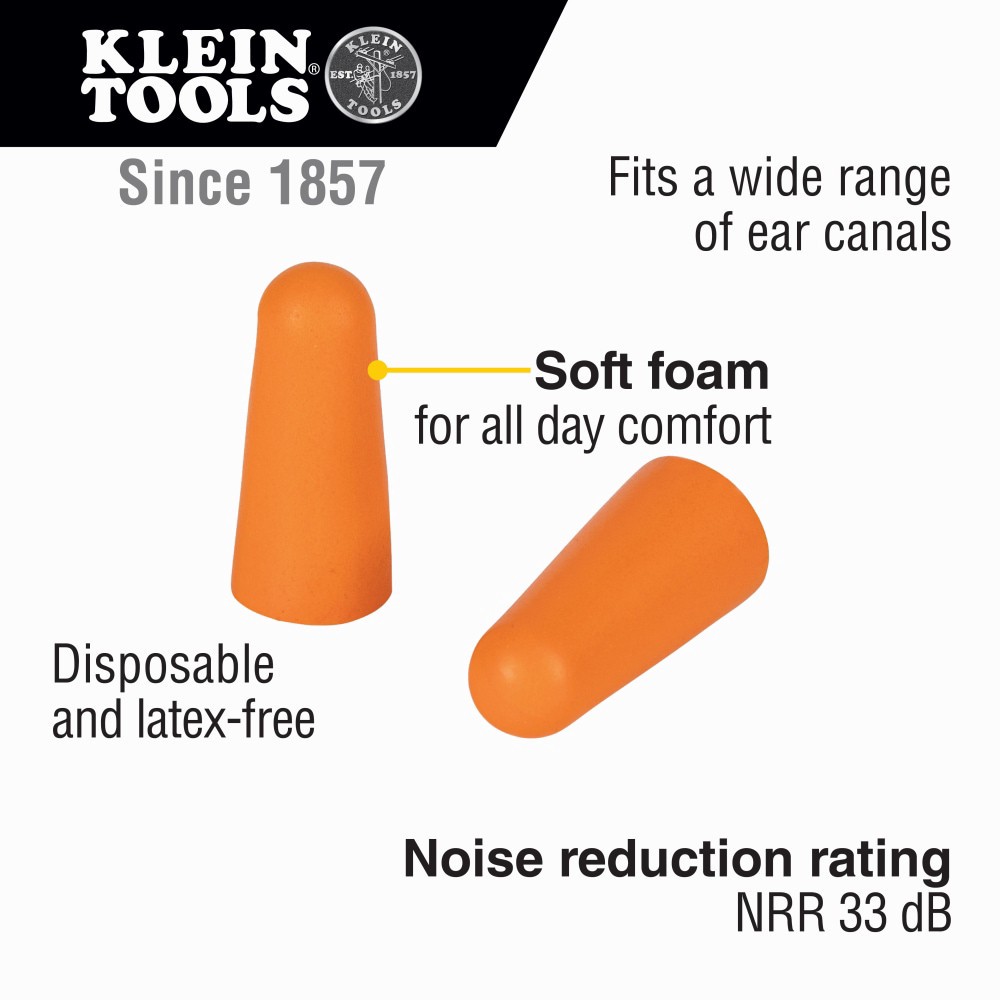 slide 2 of 6, Klein Tools Foam Earplugs, 50-Pair, 1 ct