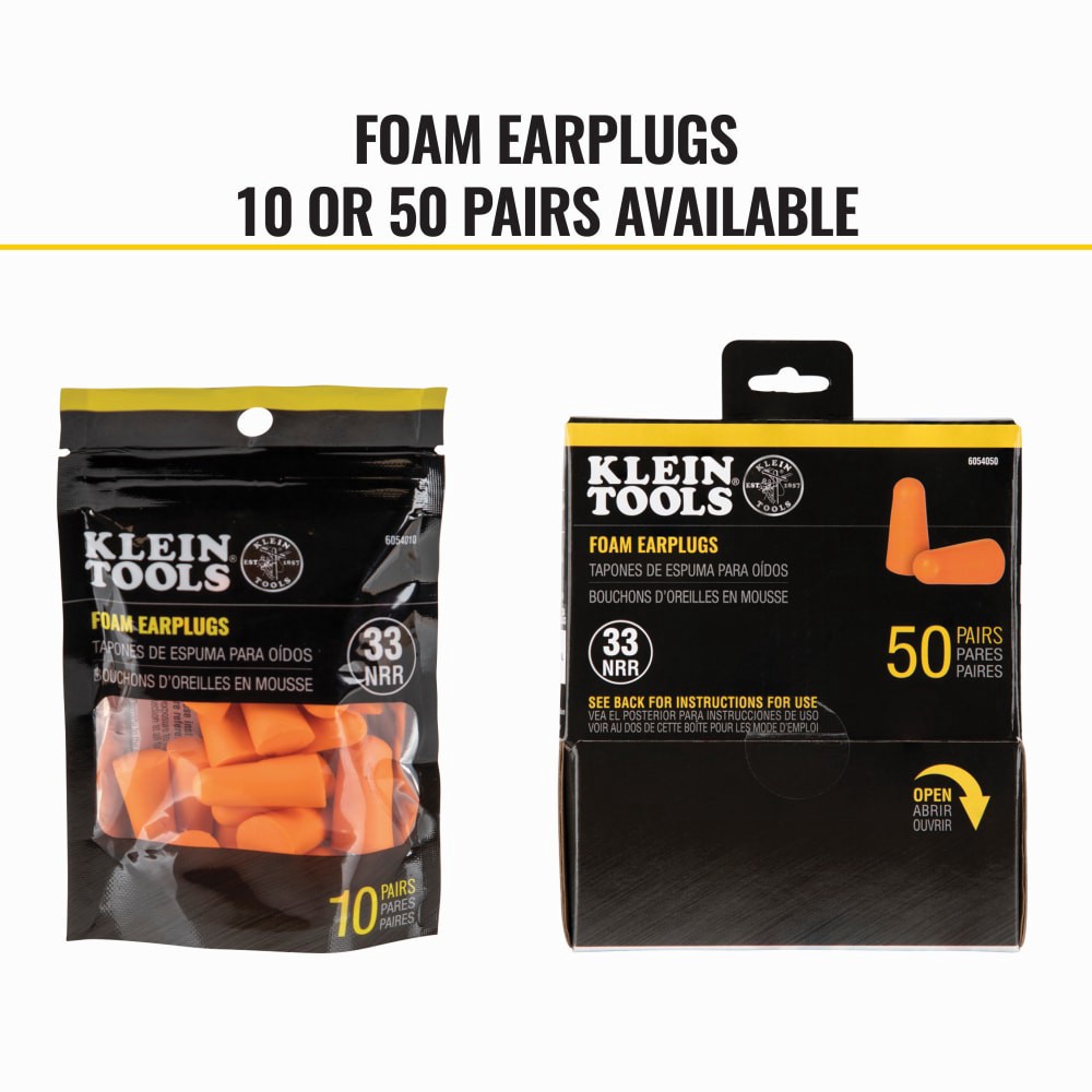 slide 3 of 6, Klein Tools Foam Earplugs, 50-Pair, 1 ct