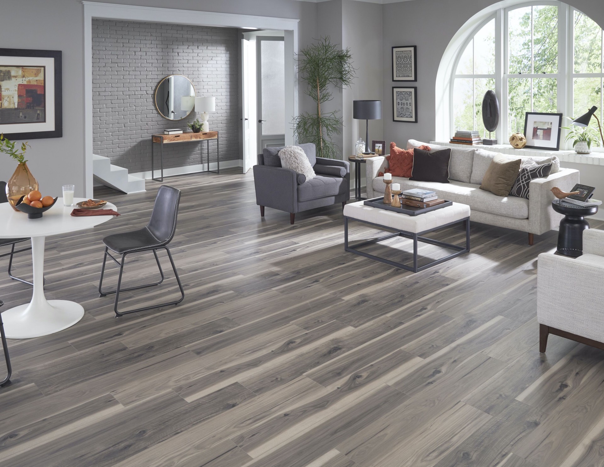 slide 3 of 6, STAINMASTER PetProtect Nayatt Point Hickory 12-mm T x 7-1/2-in W x 50-in L Waterproof Laminate Wood Flooring ( 23.69-sq ft / Carton ), 1 ct