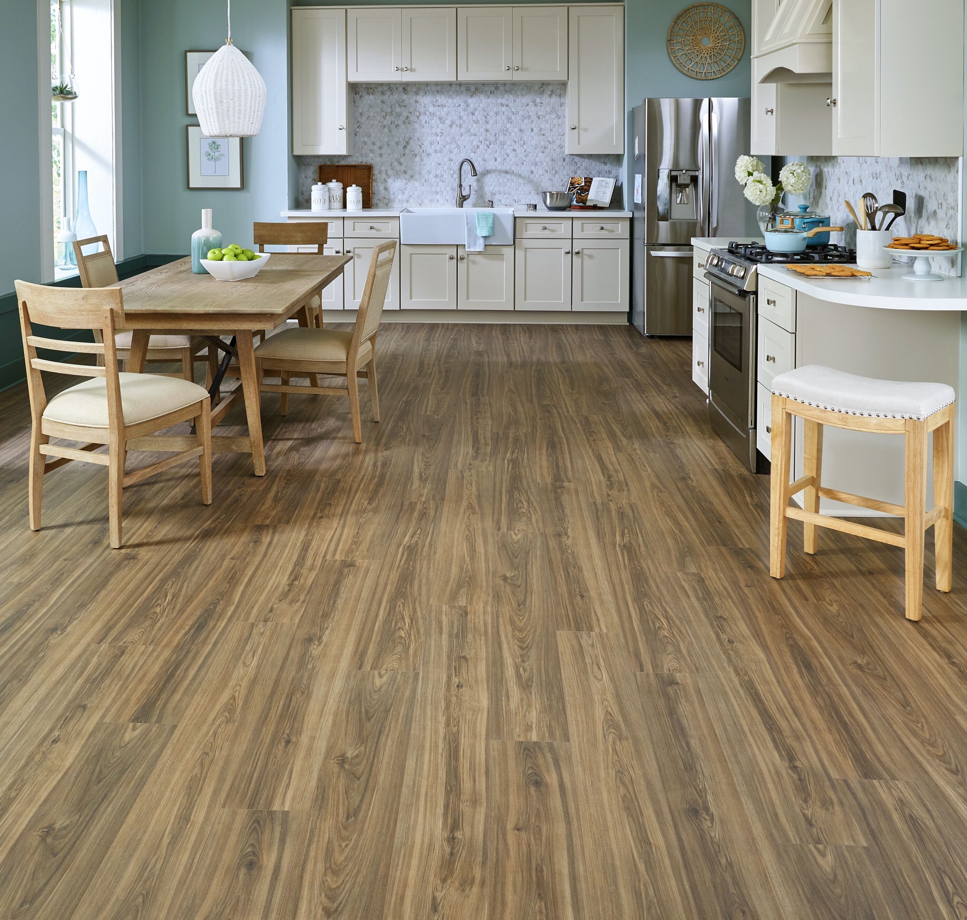 slide 2 of 6, STAINMASTER PetProtect Bittersweet Hickory 12-mm T x 7-1/2-in W x 50-in L Waterproof Laminate Wood Flooring ( 23.69-sq ft / Carton ), 1 ct