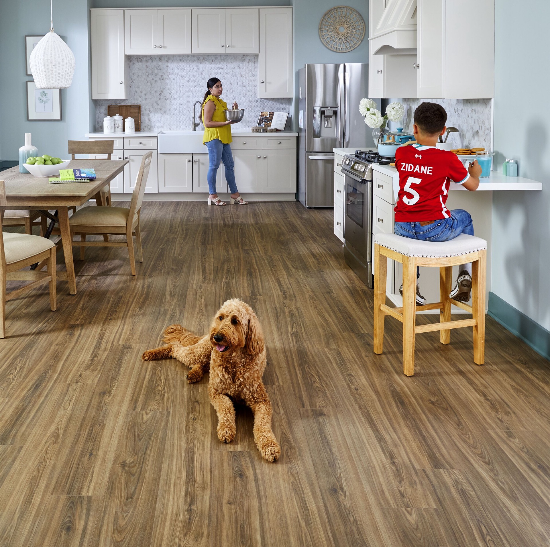 slide 3 of 6, STAINMASTER PetProtect Bittersweet Hickory 12-mm T x 7-1/2-in W x 50-in L Waterproof Laminate Wood Flooring ( 23.69-sq ft / Carton ), 1 ct