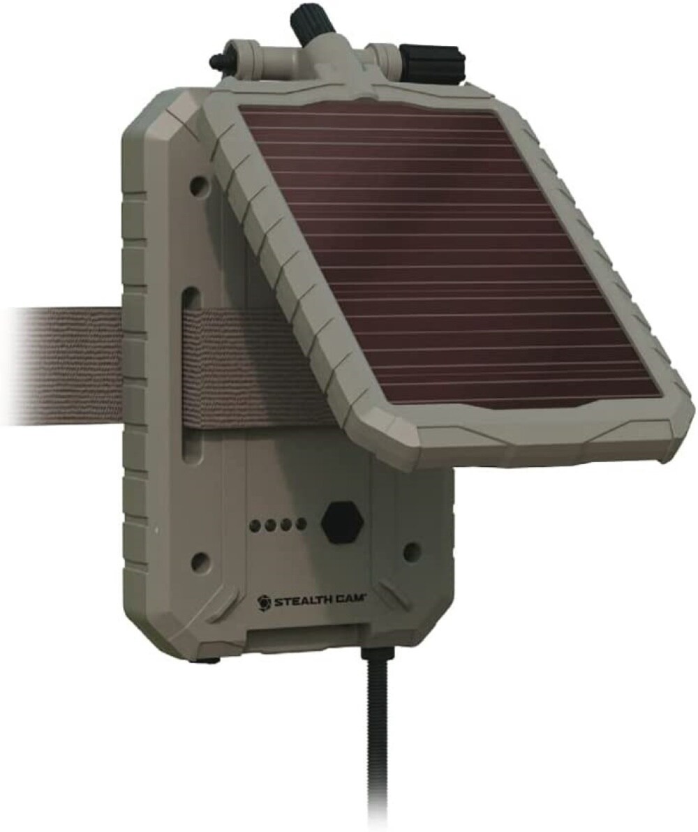 slide 5 of 5, Stealth Cam Solar Panel for Outdoor Security Cameras, Beige, 9.5-in Length, 3000mAh Li-ion Battery, 12V Amorphous Solar Panel, 1 ct