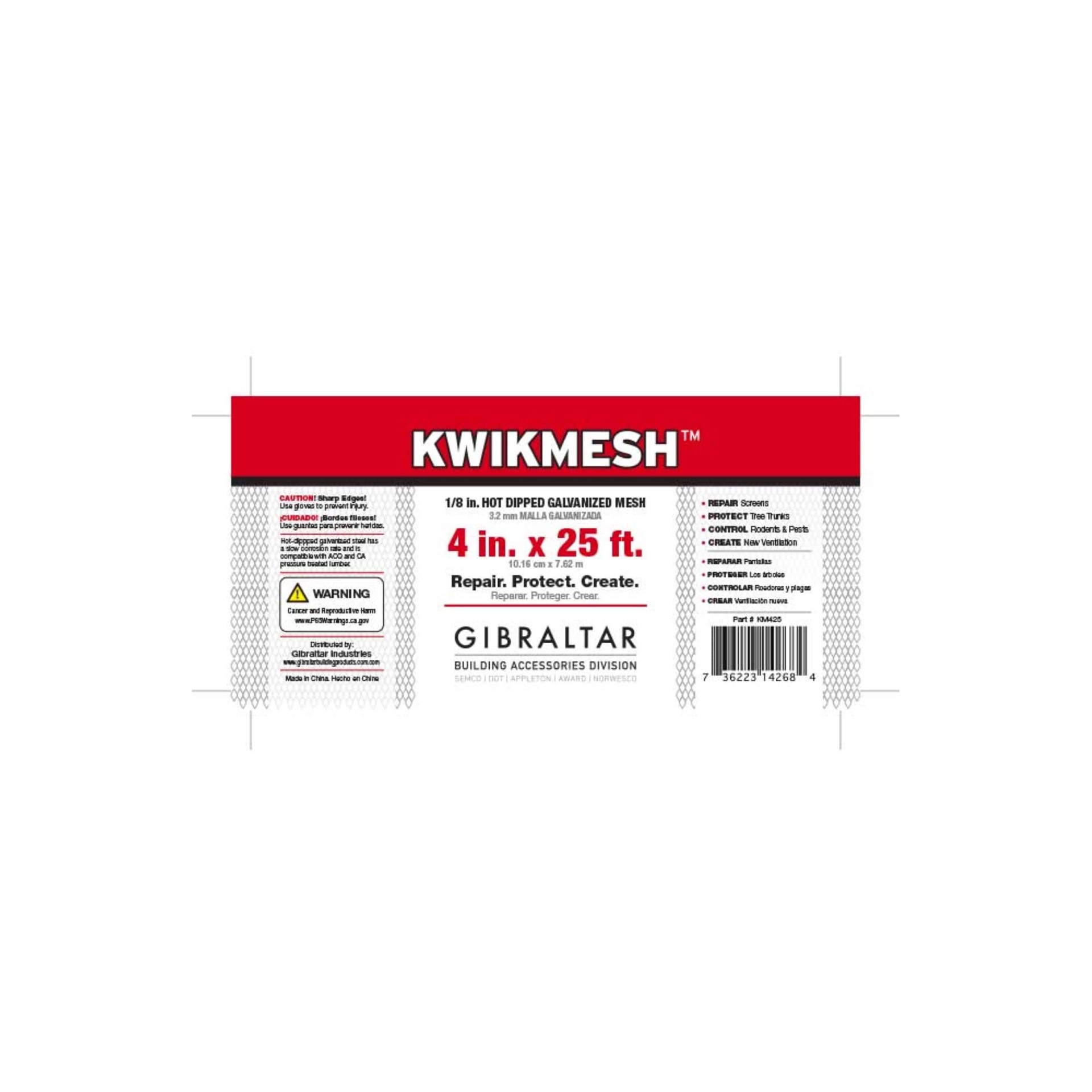 slide 2 of 2, Gibraltar Building Products Kwikmesh 4-in x 300-in Gable Vent Screen, 1 ct