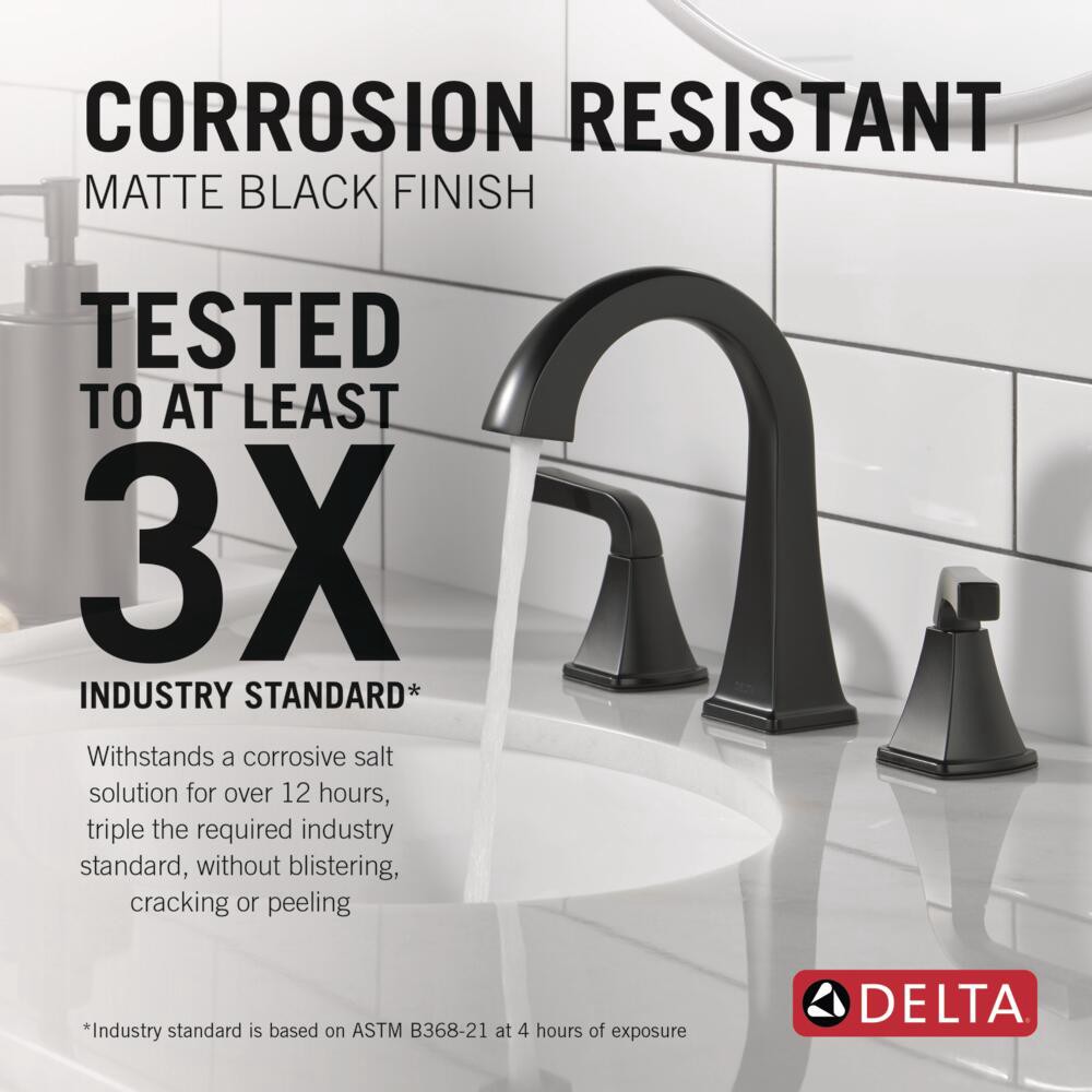 slide 2 of 6, Delta Knoxville Matte Black Widespread 2-handle WaterSense Mid-arc Residential Handle Bathroom Sink Faucet with Drain, 1 ct