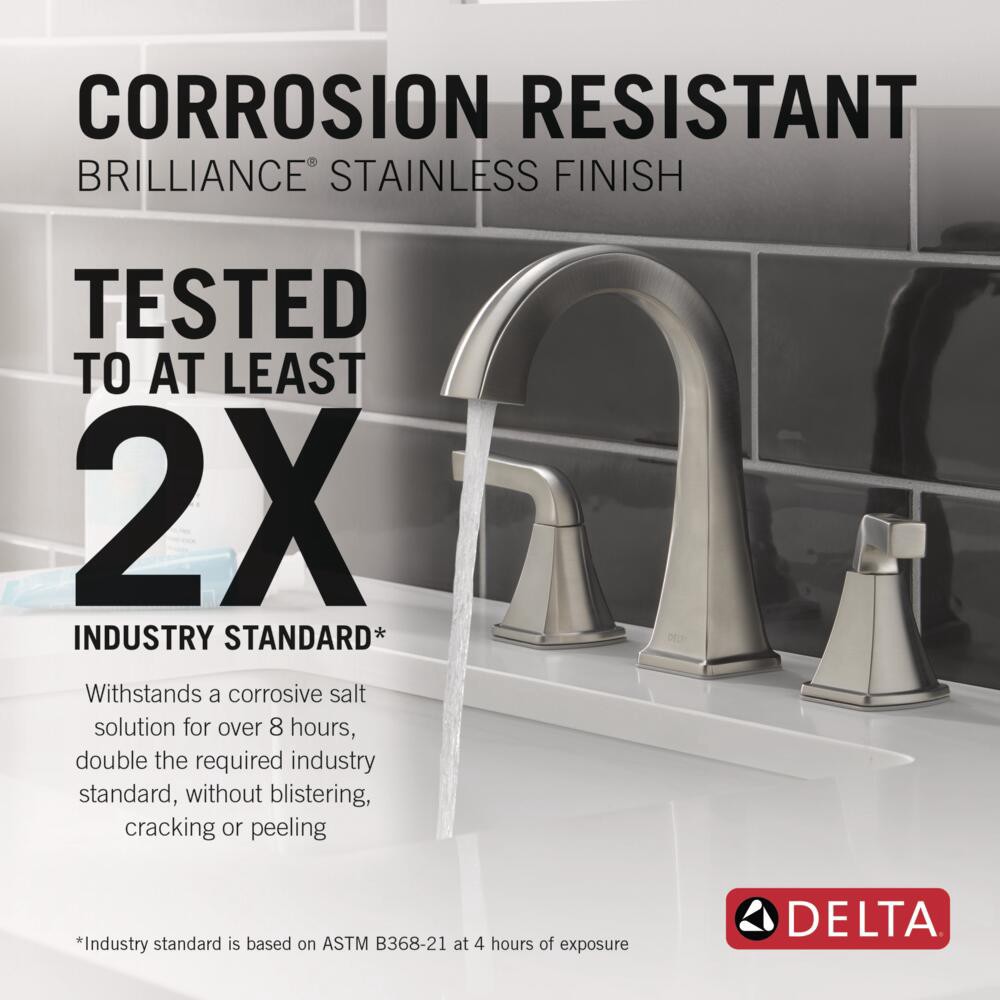 slide 2 of 6, Delta Knoxville Brushed Nickel Widespread 2-handle WaterSense Mid-arc Residential Handle Bathroom Sink Faucet with Drain, 1 ct