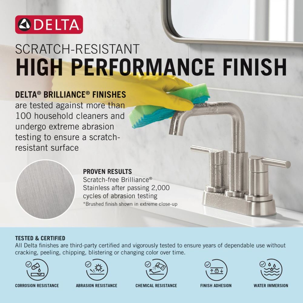 slide 3 of 6, Delta Knoxville Brushed Nickel Widespread 2-handle WaterSense Mid-arc Residential Handle Bathroom Sink Faucet with Drain, 1 ct